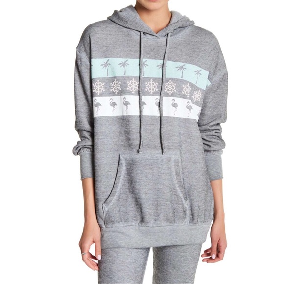 Wildfox On Holiday Relax Hoodie Grey Size XS New - Picture 3 of 8